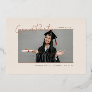 Elegant border single photo minimal Grad Party Foil Invitation