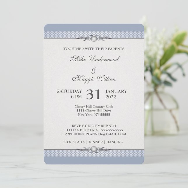Elegant Border Wedding Party Invitation (Standing Front)