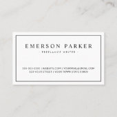 Elegant border white modern minimalist custom logo business card (Back)