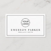Elegant border white modern minimalist custom logo business card (Front)