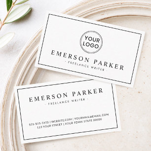 Elegant border white modern minimalist custom logo business card