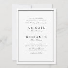 Elegant borders black and white minimalist wedding invitation | Zazzle