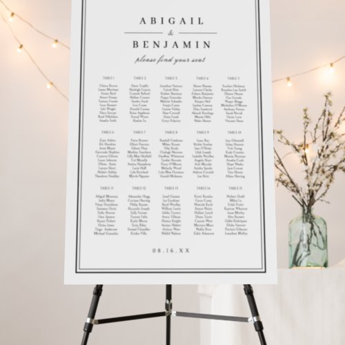 Elegant borders black classy Wedding Seating Chart Foam Board