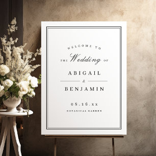 Elegant borders black classy Wedding Welcome Sign