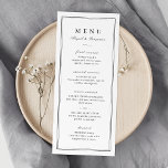Elegant borders black & white minimalist wedding menu<br><div class="desc">Elegant minimalist black and white design with borders,  and thank you note on the back,  simple and sophisticated. Great for modern classic wedding,  and formal wedding.
See all the matching pieces in the collection.</div>