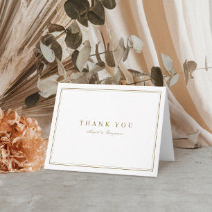Elegant borders gold classy minimalist letterpress thank you card
