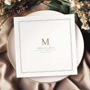 Elegant borders gold classy minimalist monogram napkins