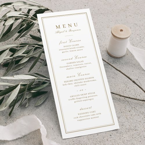 Elegant borders gold classy minimalist wedding menu