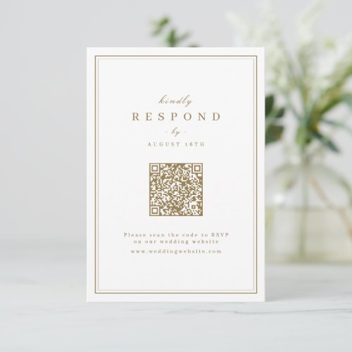 Elegant borders gold classy QR code wedding RSVP Card