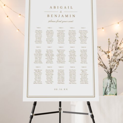 Elegant borders gold classy Wedding Seating Chart Foam Board