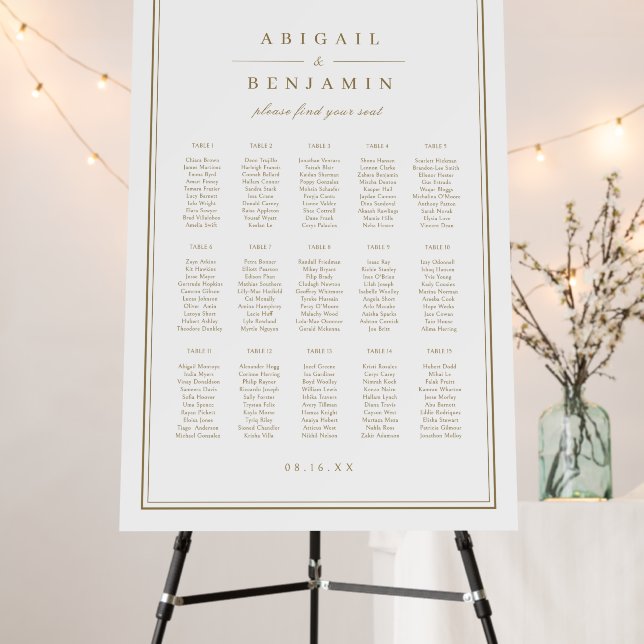Elegant borders gold classy Wedding Seating Chart Foam Board (In Situ (Stand))