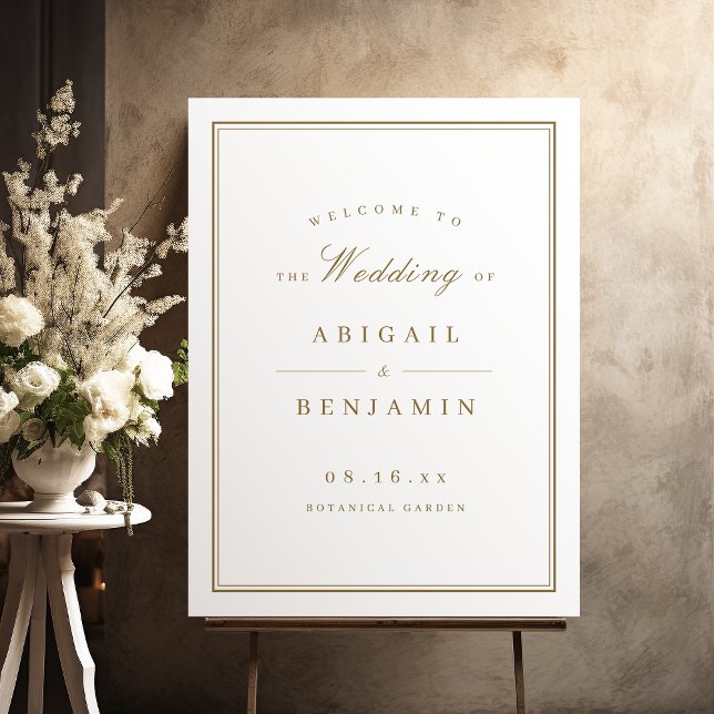 Elegant borders gold classy Wedding Welcome Sign (Elegant borders gold classy Wedding Welcome Sign)