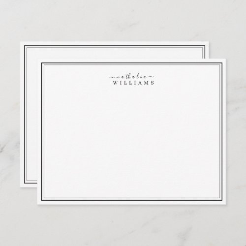 Elegant borders minimalist personalized monogram note card