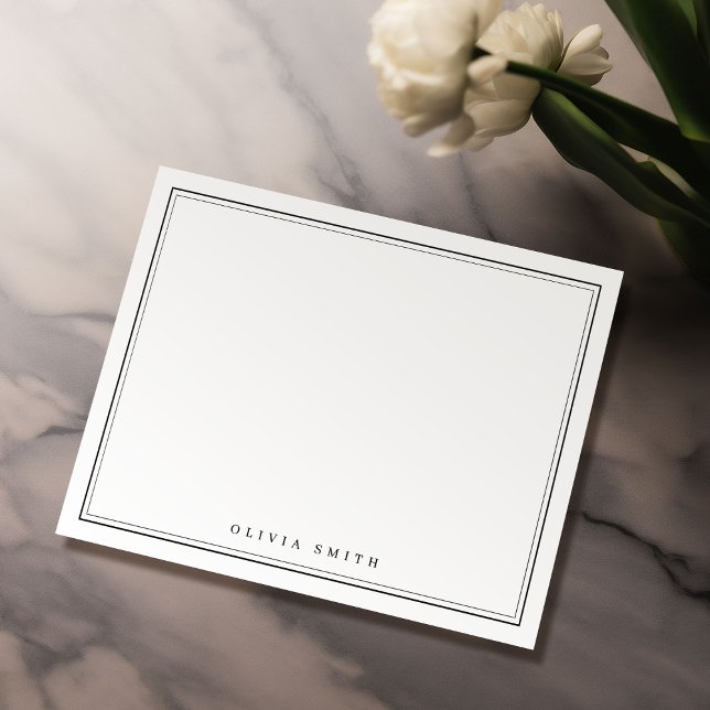 Elegant borders minimalist personalized Stationery Note Card (Simply Elegant Modern Personalized Stationery Note Card)