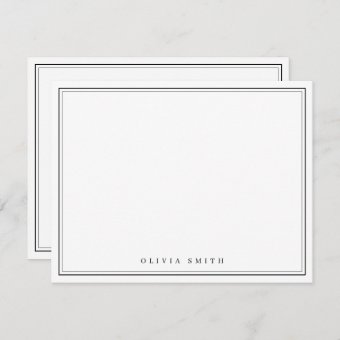 Elegant borders minimalist personalized Stationery Note Card | Zazzle