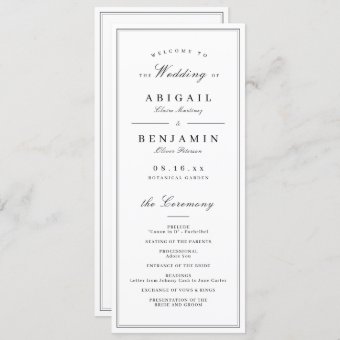 Elegant borders minimalist wedding program | Zazzle