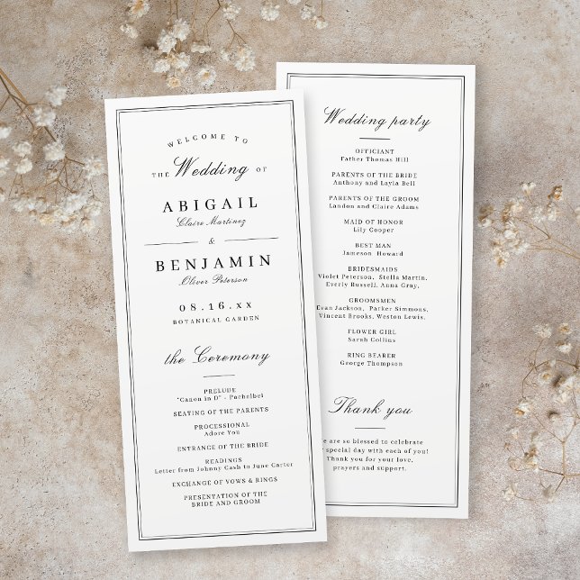 Elegant borders minimalist wedding program (Elegant borders minimalist wedding program)