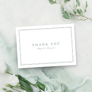 Elegant borders sage green minimalist thank you card
