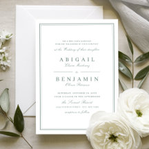 Elegant borders sage green minimalist wedding