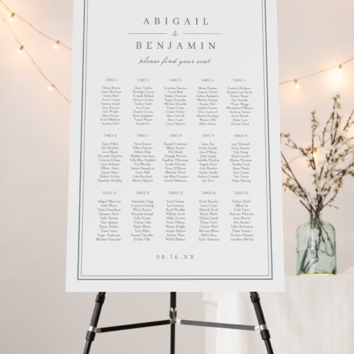 Elegant borders sage green Wedding Seating Chart Foam Board