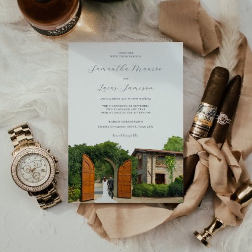 Elegant Borgo Corsignano  Wedding Invitation