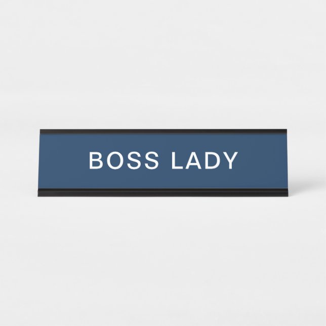 Elegant Boss Lady in Navy Blue  Desk Name Plate (Front)