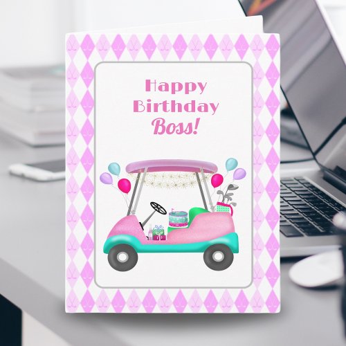 Elegant Boss Womens Golf Party Cart Birthday   Card