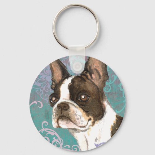 Elegant Boston Terrier Keychain