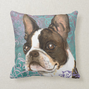Elegant Boston Terrier Throw Pillow
