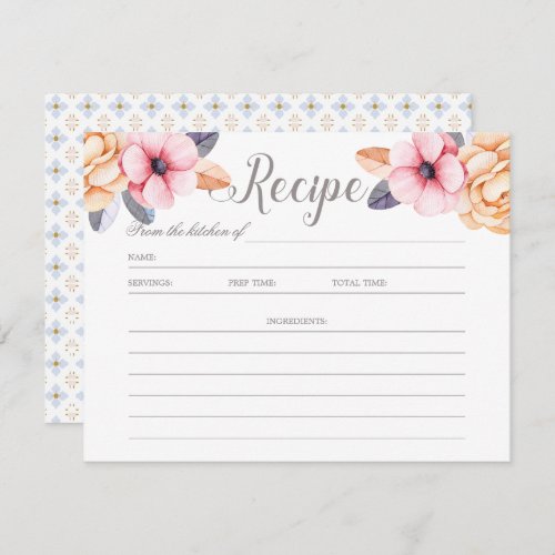 Elegant Botanic Berries Bridal Shower Recipe Card