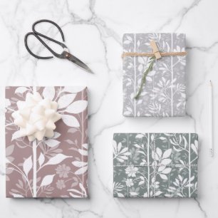 Elegant Botanic Climbing Vines Soft Silhouette Wrapping Paper Sheets