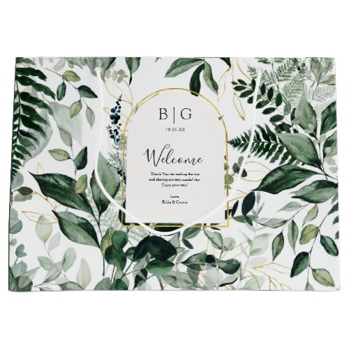 Elegant Botanic Greenery wedding welcome Large Gift Bag