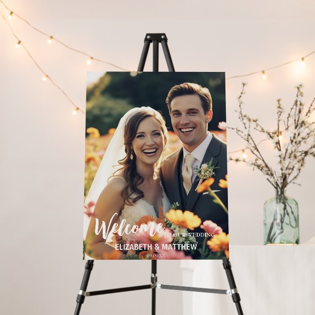 Elegant Botanic  portrait rustic photo wedding Foam Board (In Situ (Stand))