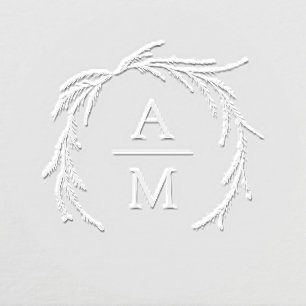 Elegant Botanica Wreath Wedding Initials Embosser