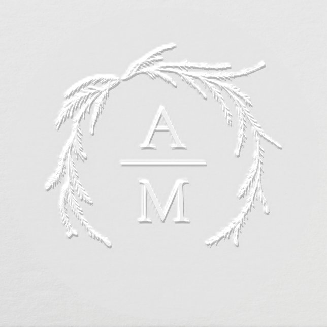 Elegant Botanica Wreath Wedding Initials Embosser (Design)