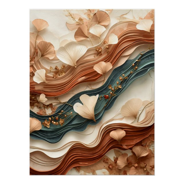 ✨Elegant Botanical Abstract Paper Layer Art✨ Poster (Front)