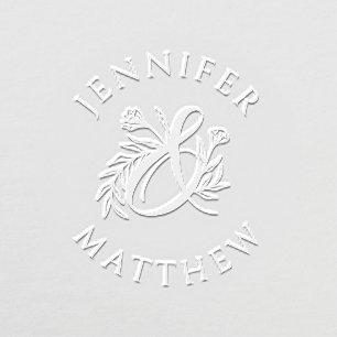 Elegant Botanical Ampersand Couple's Names Wedding Embosser