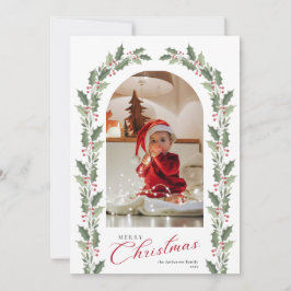 Elegant Botanical Arch 1 Photo Merry Christmas Holiday Card