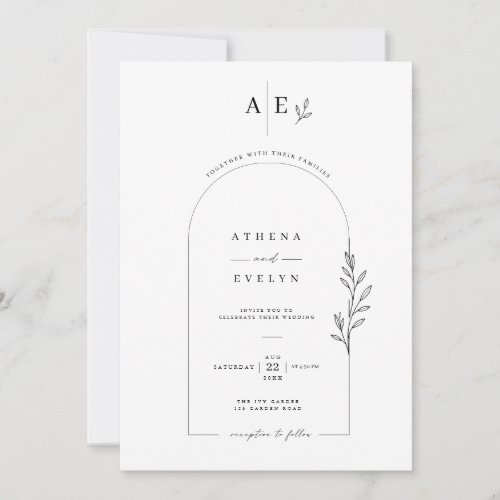 Elegant Botanical Arch Wedding Invitation Template