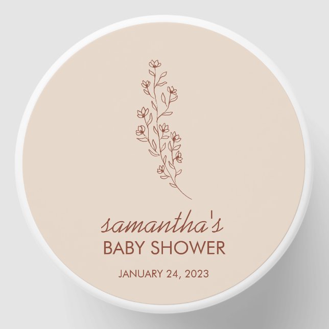 Elegant Botanical Baby Shower Hand Lettering  Mini Candle Favors (Front)