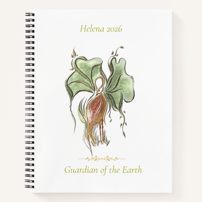 Elegant Botanical Bird  Notebook (Front)