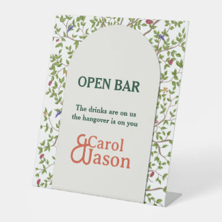 Elegant Botanical Bird Pedestal Sign