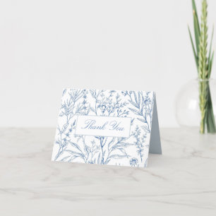 Elegant Botanical Blue Baby Shower Thank You Cards