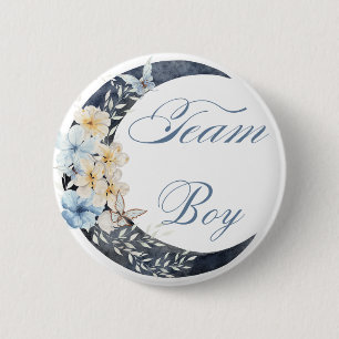 elegant botanical blue team boy baby shower chic button