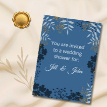 Elegant Botanical Blue Wedding Shower Invitation