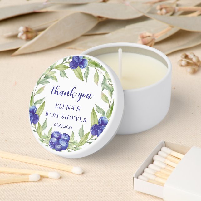Elegant Botanical Blueberry Thank You  Mini Candle Favors (Insitu)