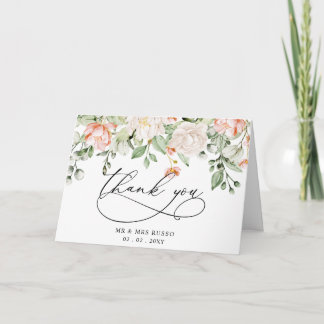  Elegant Botanical Blush Pink Floral Wedding Thank You Card