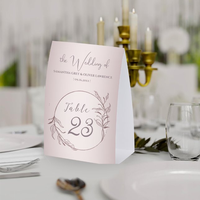 Elegant Botanical Blush Wedding Table Card Paper Table Tent (Creator Uploaded)