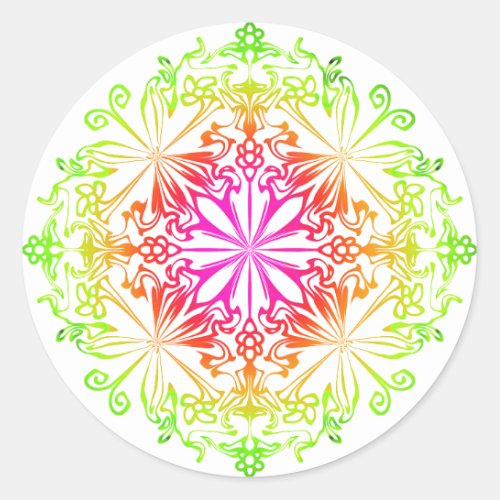 Elegant botanical boho colorful mandala  classic round sticker