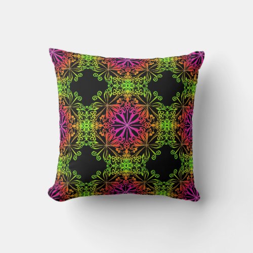 Elegant botanical boho colorful mandala  throw pillow